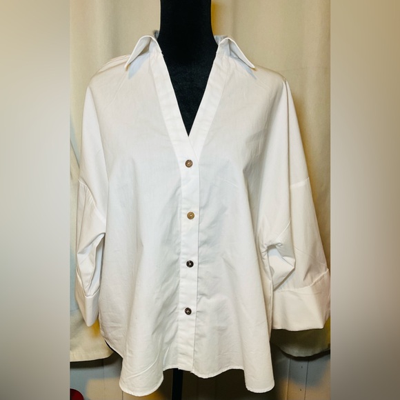 Zara Wide Sleeve Linen Shirt Small - Picture 8 of 9